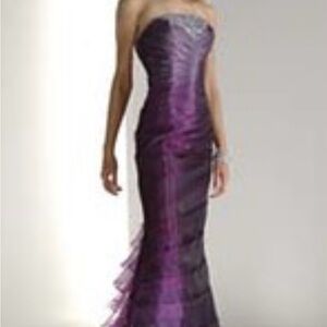 Elegant Purple Strapless Evening Gown (optional straps)